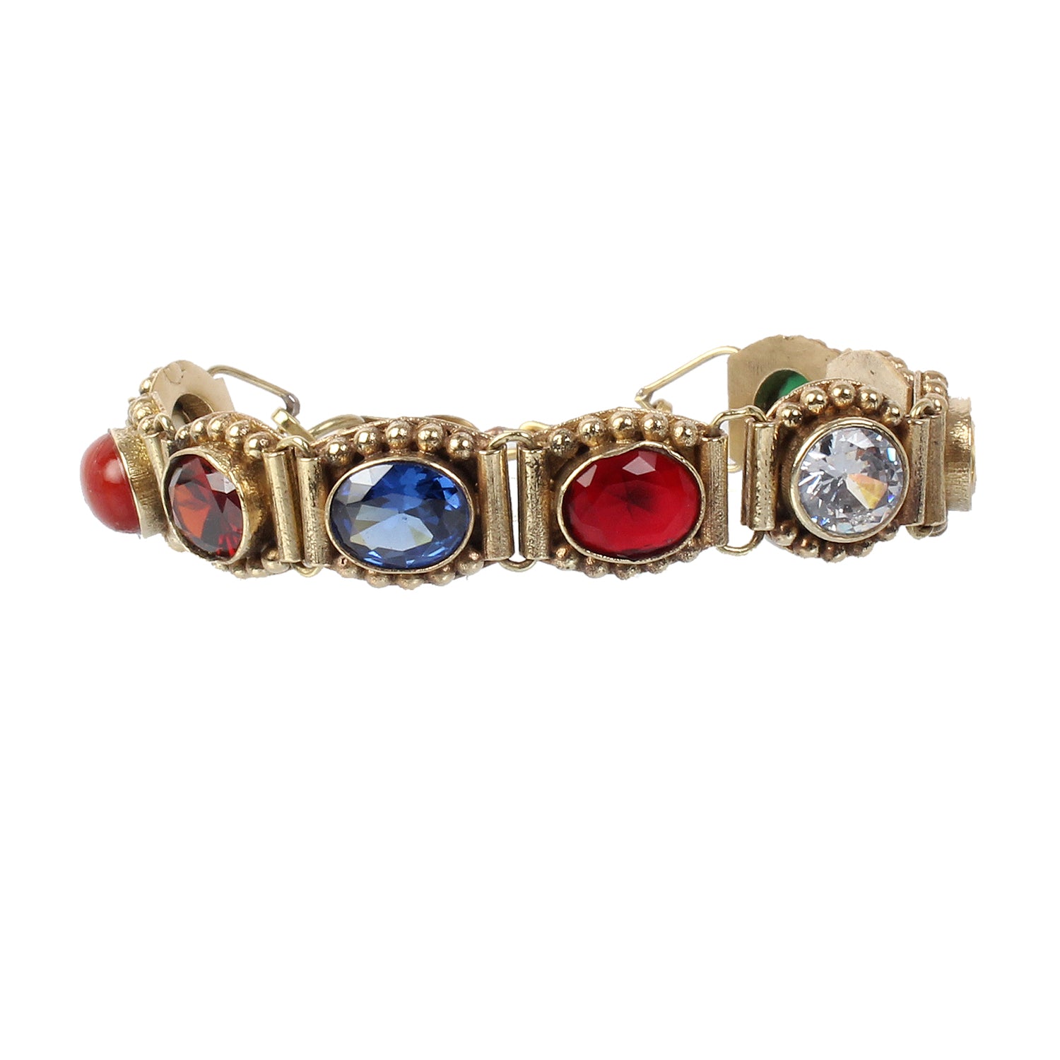 Exquisite Handcrafted Gold-Plated Original Navratna Statement Bracelet – Timeless Artisanal Elegance and Astrological Power for Divine Prosperity and Protection