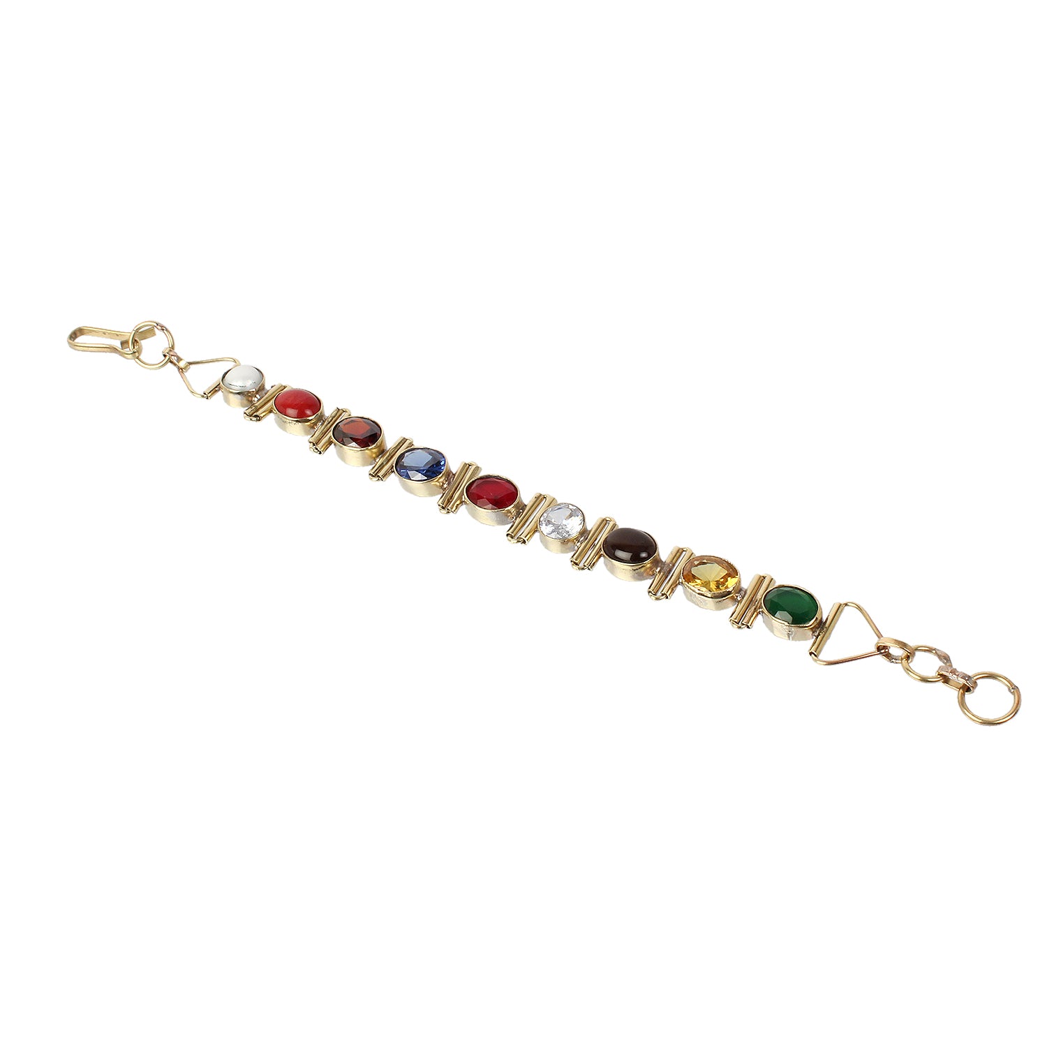 Exquisite Handcrafted Gold-Plated Original Navratna Statement Bracelet – Timeless Artisanal Elegance and Astrological Power for Divine Prosperity and Protection