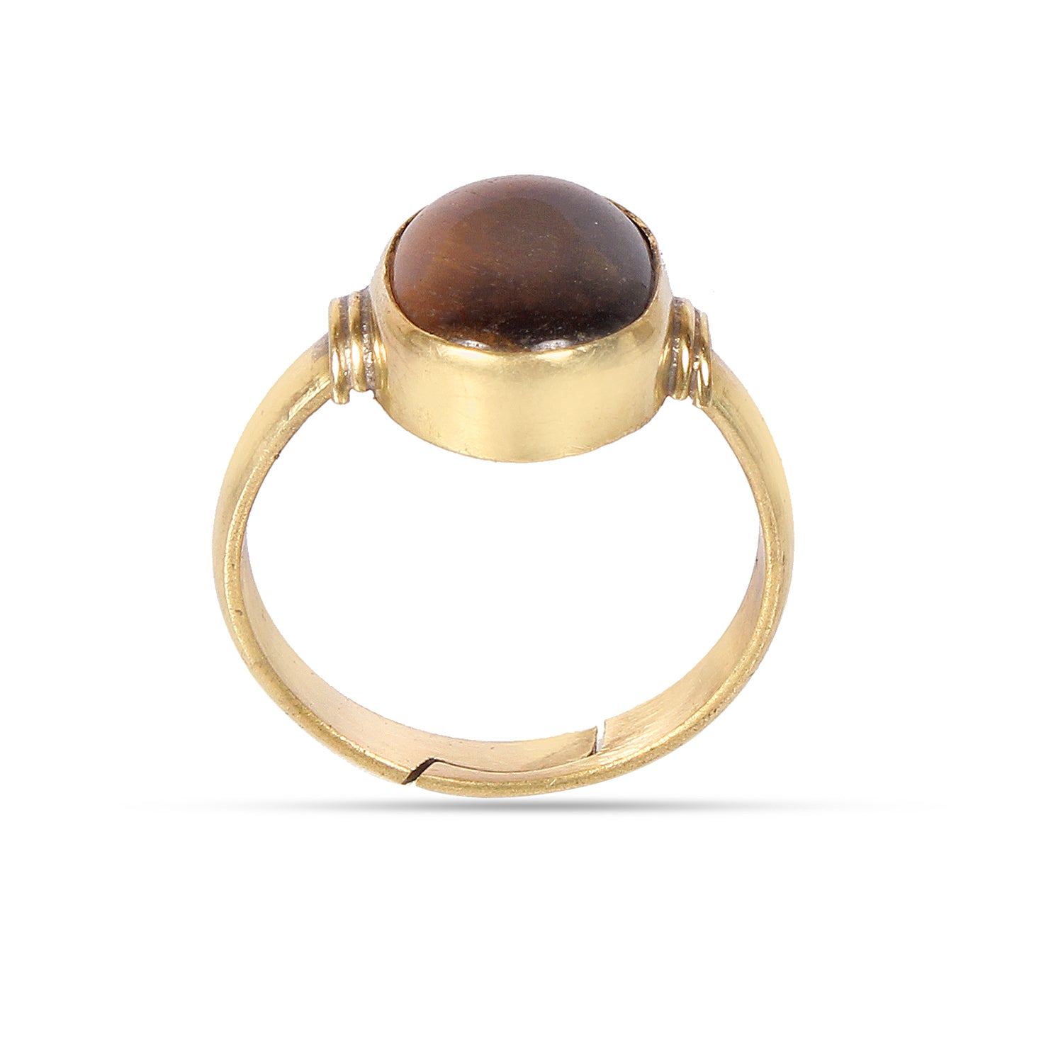 Handmade Oval Tiger’s Eye Gold-Plated Statement adjustable Ring for man and women