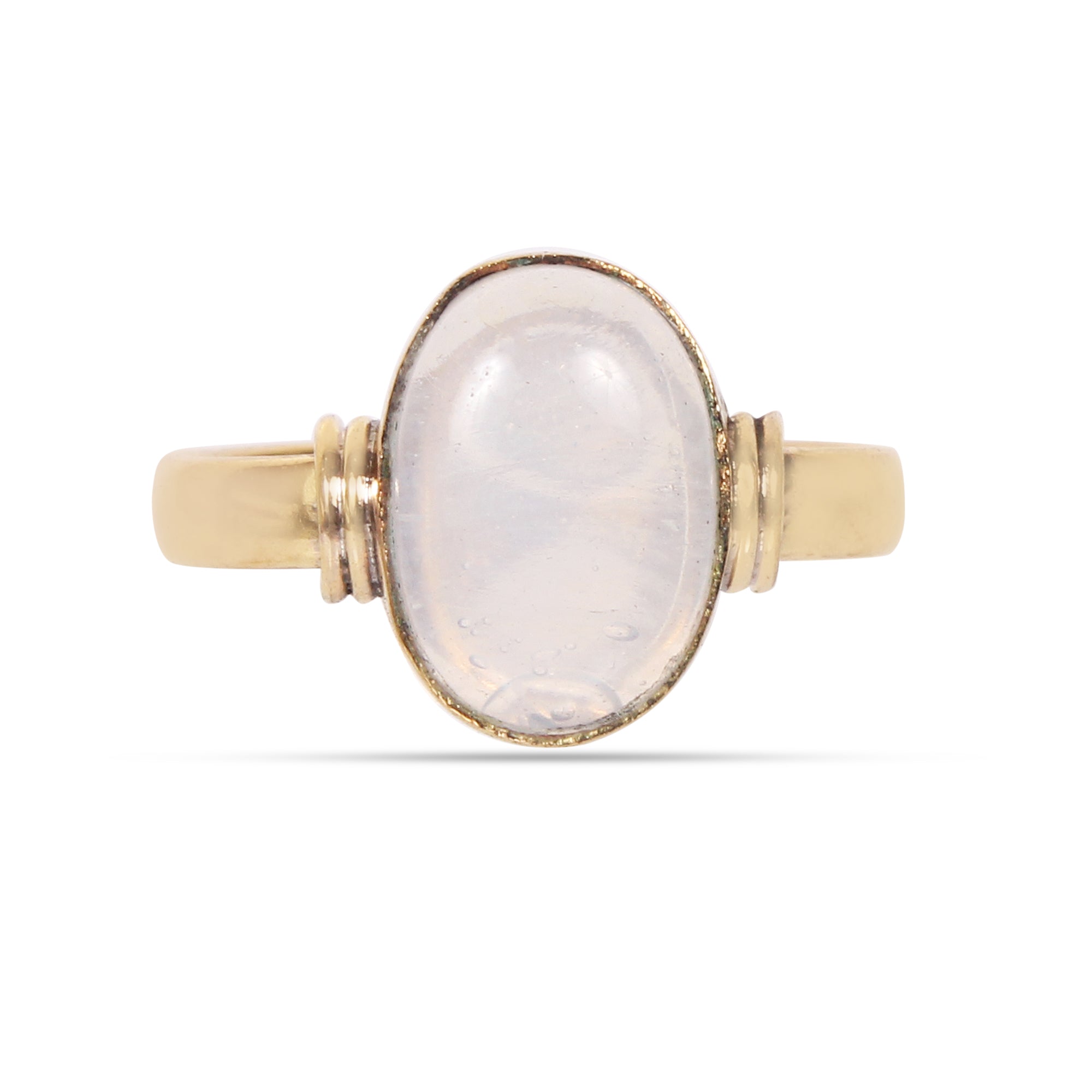 Handmade Oval Aquamarine Gold-Plated Statement Ring Natural Pale Blue Gemstone Boho Jewelry Adjustable Bezel-Set Artisan Ring for Unisex