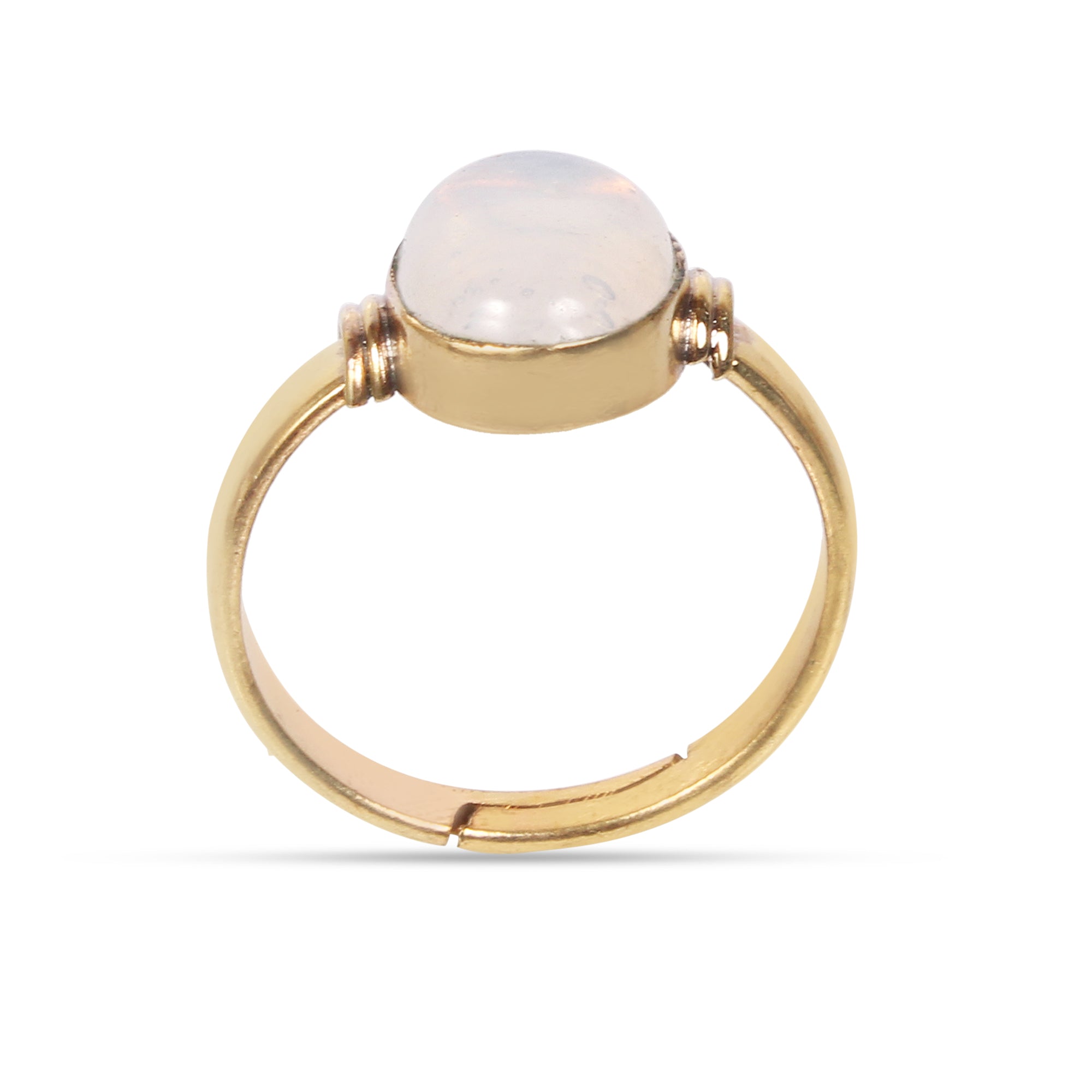 Handmade Oval Aquamarine Gold-Plated Statement Ring Natural Pale Blue Gemstone Boho Jewelry Adjustable Bezel-Set Artisan Ring for Unisex