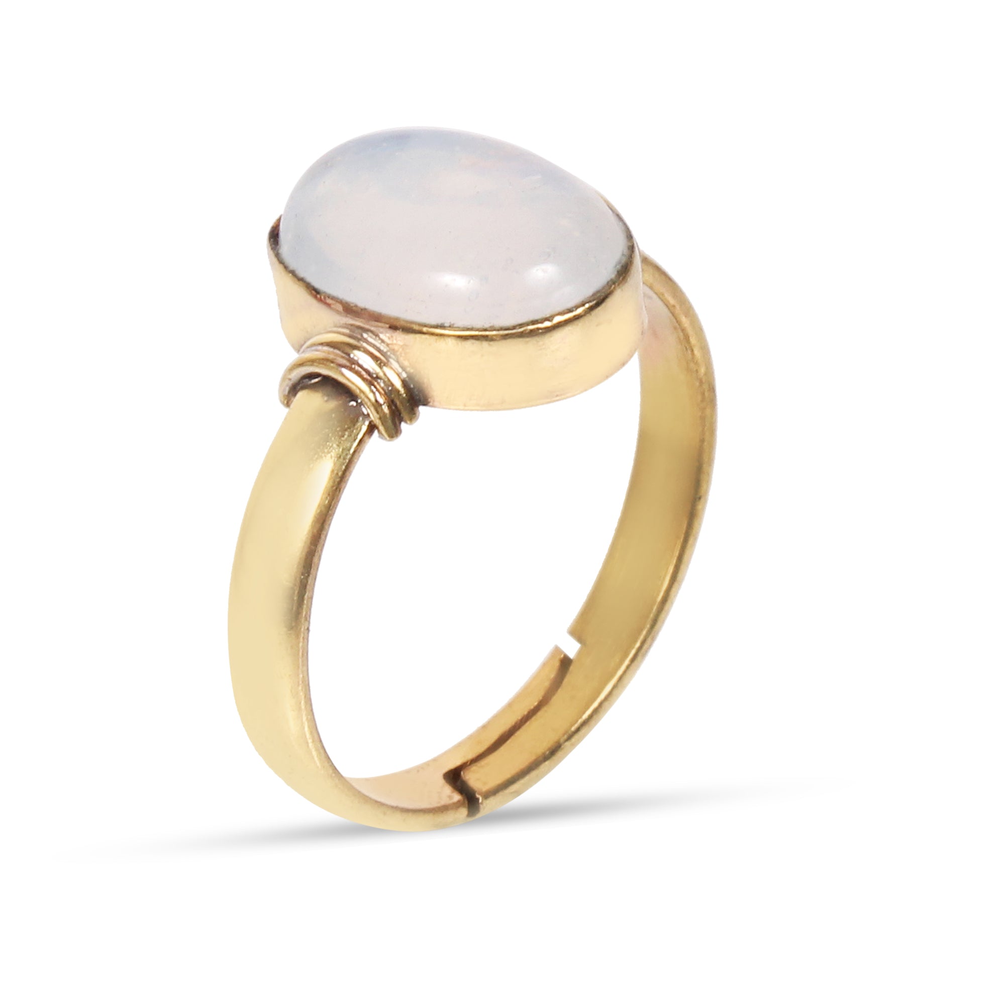 Handmade Oval Aquamarine Gold-Plated Statement Ring Natural Pale Blue Gemstone Boho Jewelry Adjustable Bezel-Set Artisan Ring for Unisex
