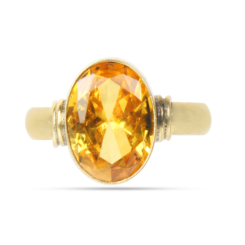 Natural Yellow Sapphire (Pukhraj) Adjustable Ring Handcrafted Gold Plated Panchdhatu Astrological Jewelry for unisex