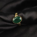 Natural Green Emerald (Panna) Ring in Gold Plated Panchdhatu – Handcrafted Astrological Jewelry Adjustable Ring for Unisex
