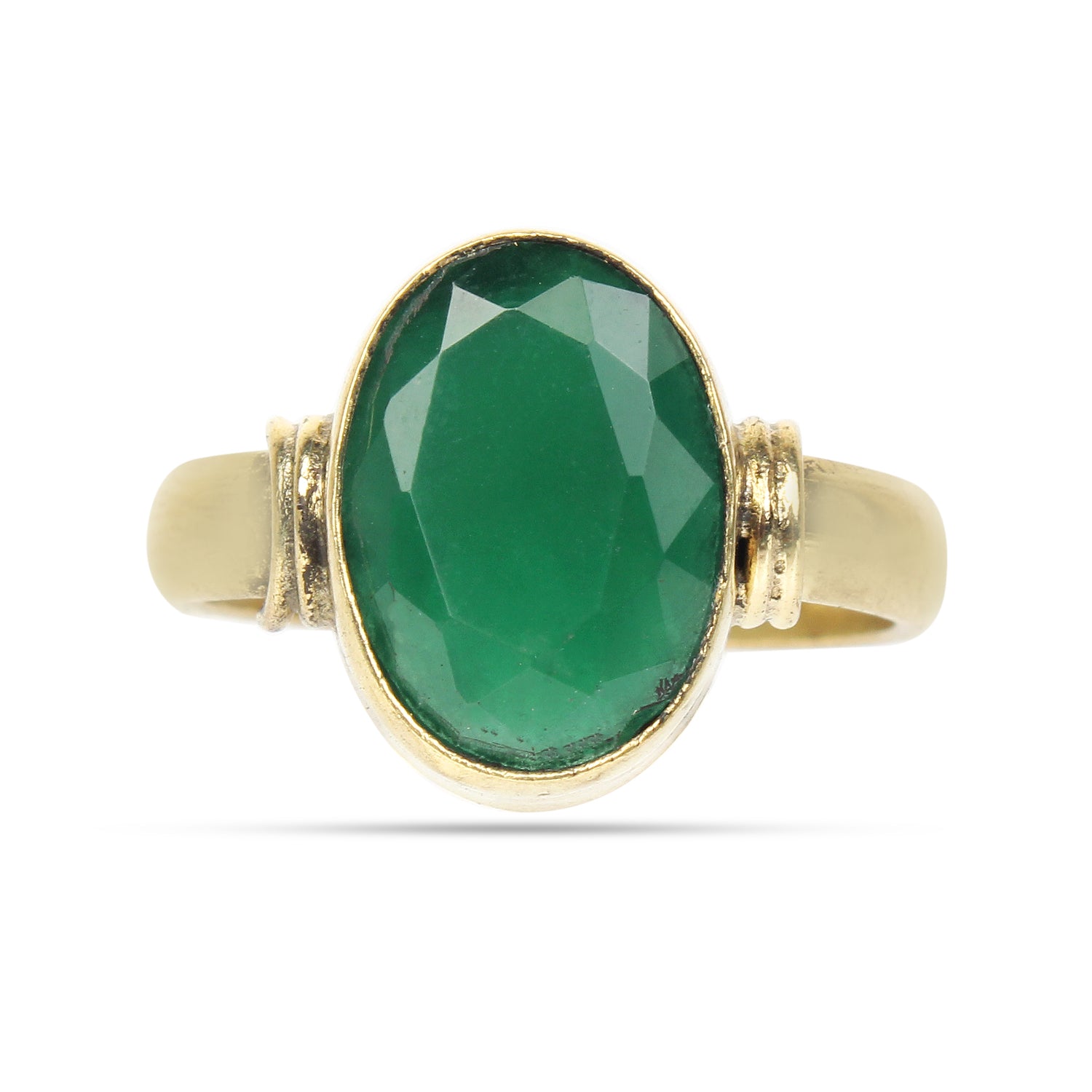 Natural Green Emerald (Panna) Ring in Gold Plated Panchdhatu – Handcrafted Astrological Jewelry Adjustable Ring for Unisex