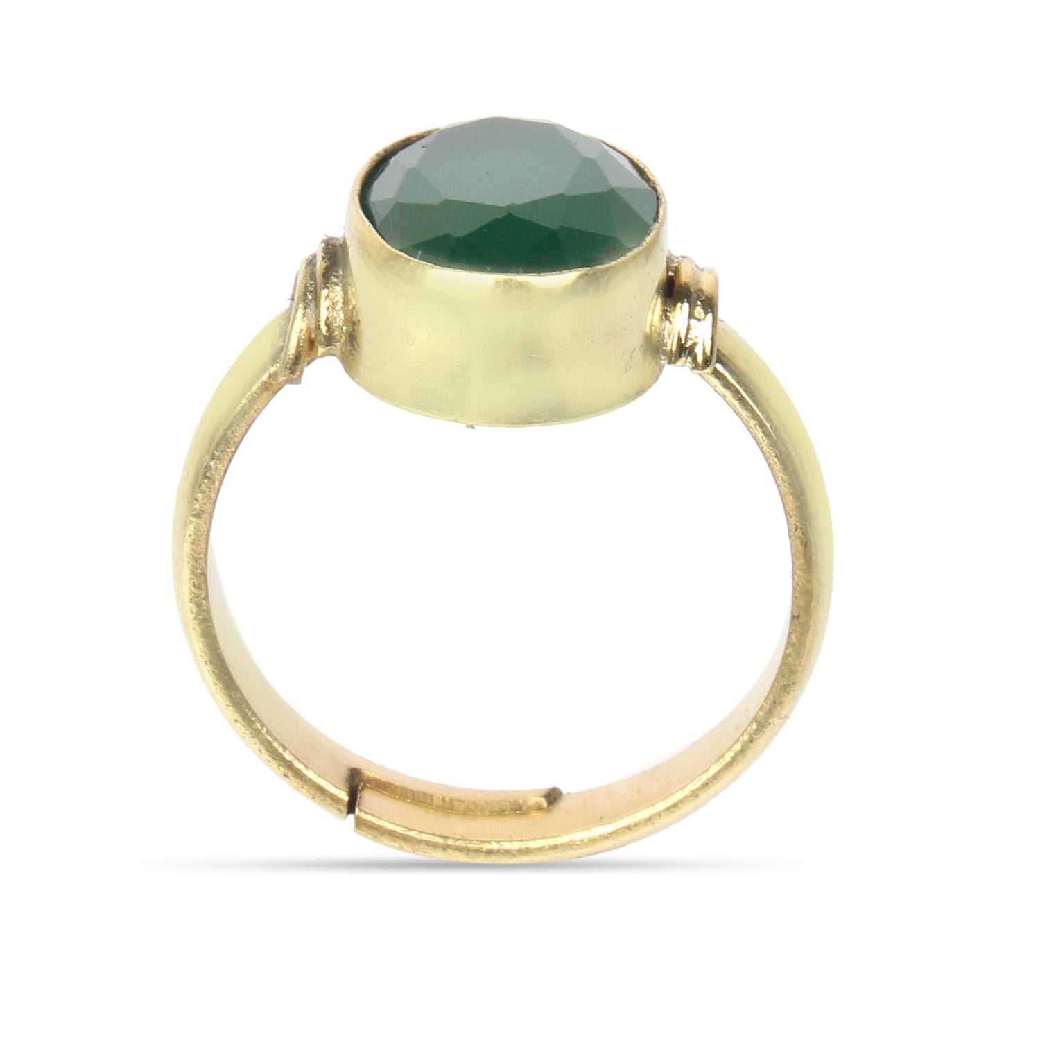 Natural Green Emerald (Panna) Ring in Gold Plated Panchdhatu – Handcrafted Astrological Jewelry Adjustable Ring for Unisex