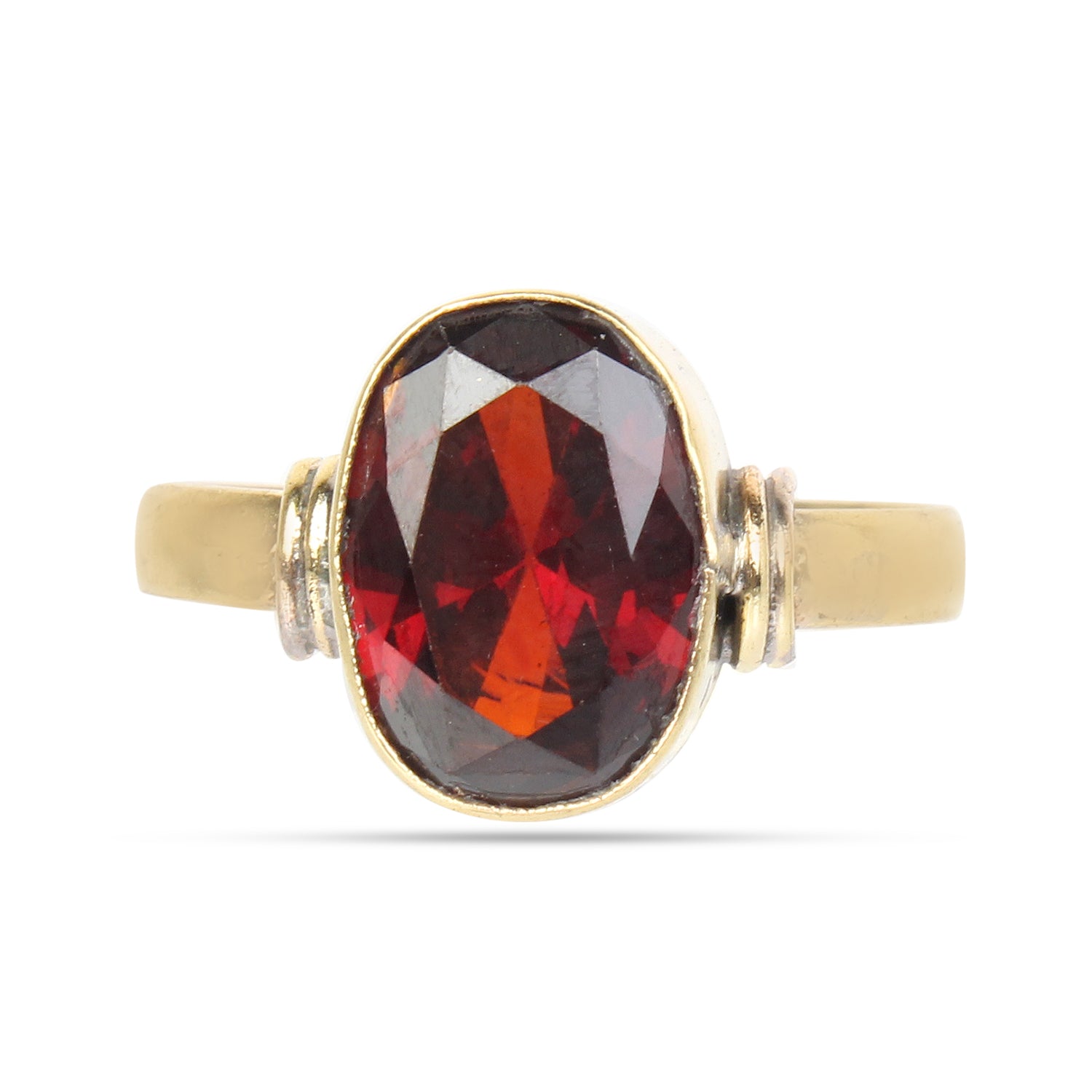 Premium Natural Hessonite Gomed Garnet Gemstone Panchdhatu Oval Cut Adjustable Gold Plated Ring Design for Men and Women