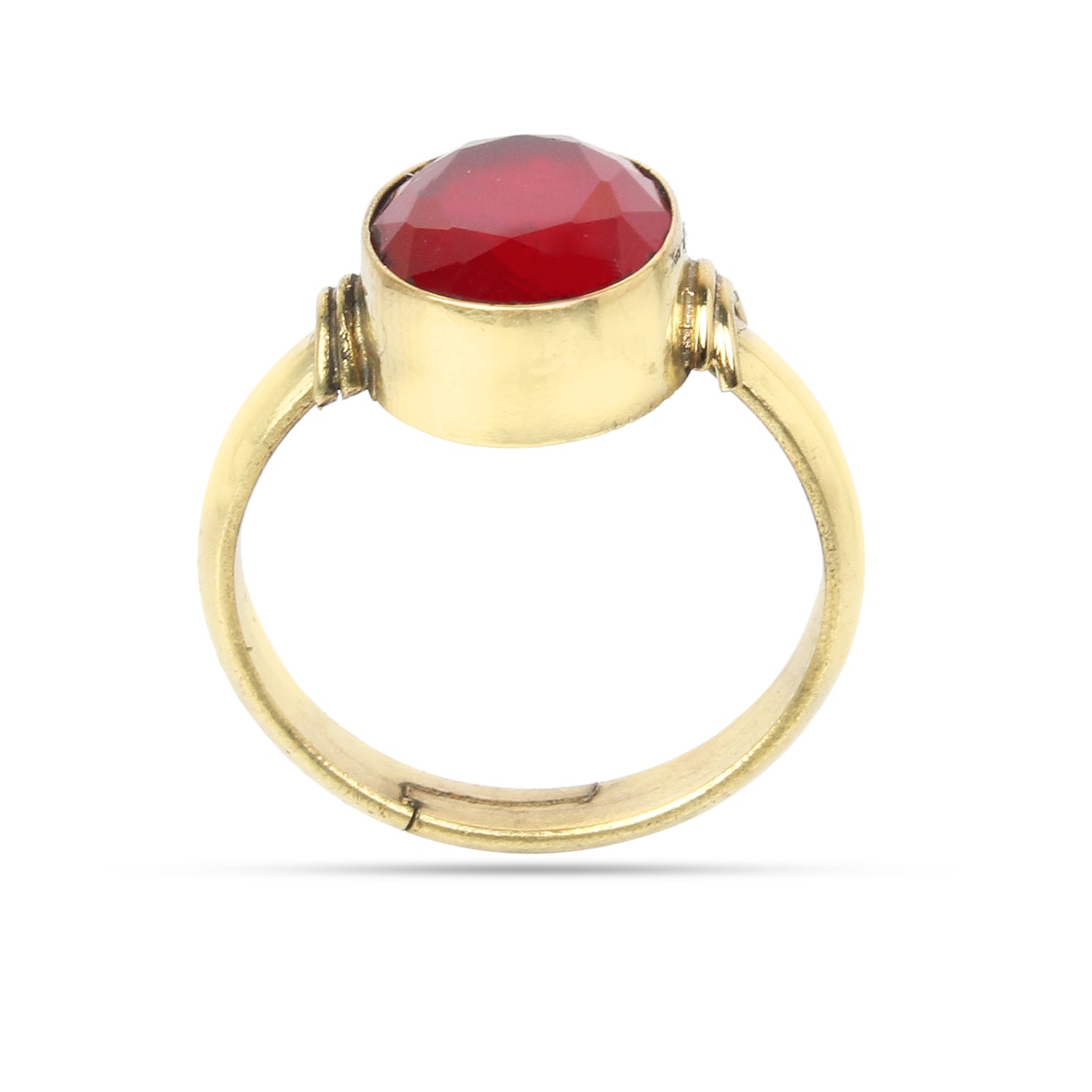 Premium Natural Ruby (Manik) Gemstone Ring in Gold-Plated Panchdhatu – Oval, Adjustable Birthstone Ring for Vedic Astrology (Men & Women)