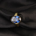 Natural Blue Sapphire (Neelam) Gemstone Ring in Gold-Plated Panchdhatu – Oval Cut, Astrological Adjustable Birthstone Ring for Men and Women (Unisex)