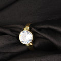 Premium Natural White Zircon (Jarkan) Gemstone Gold-Plated Ring Brilliant Round Cut, Adjustable Astrological Birthstone Ring for Venus (Men & Women)