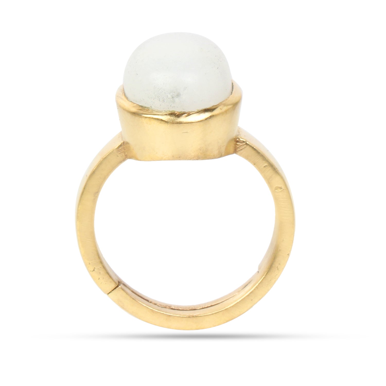 Natural White Opal (or Moonstone) Gemstone Gold-Plated Ring Panchdhatu Oval Cut, Adjustable Vedic Astrology Birthstone Ring for Men & Women