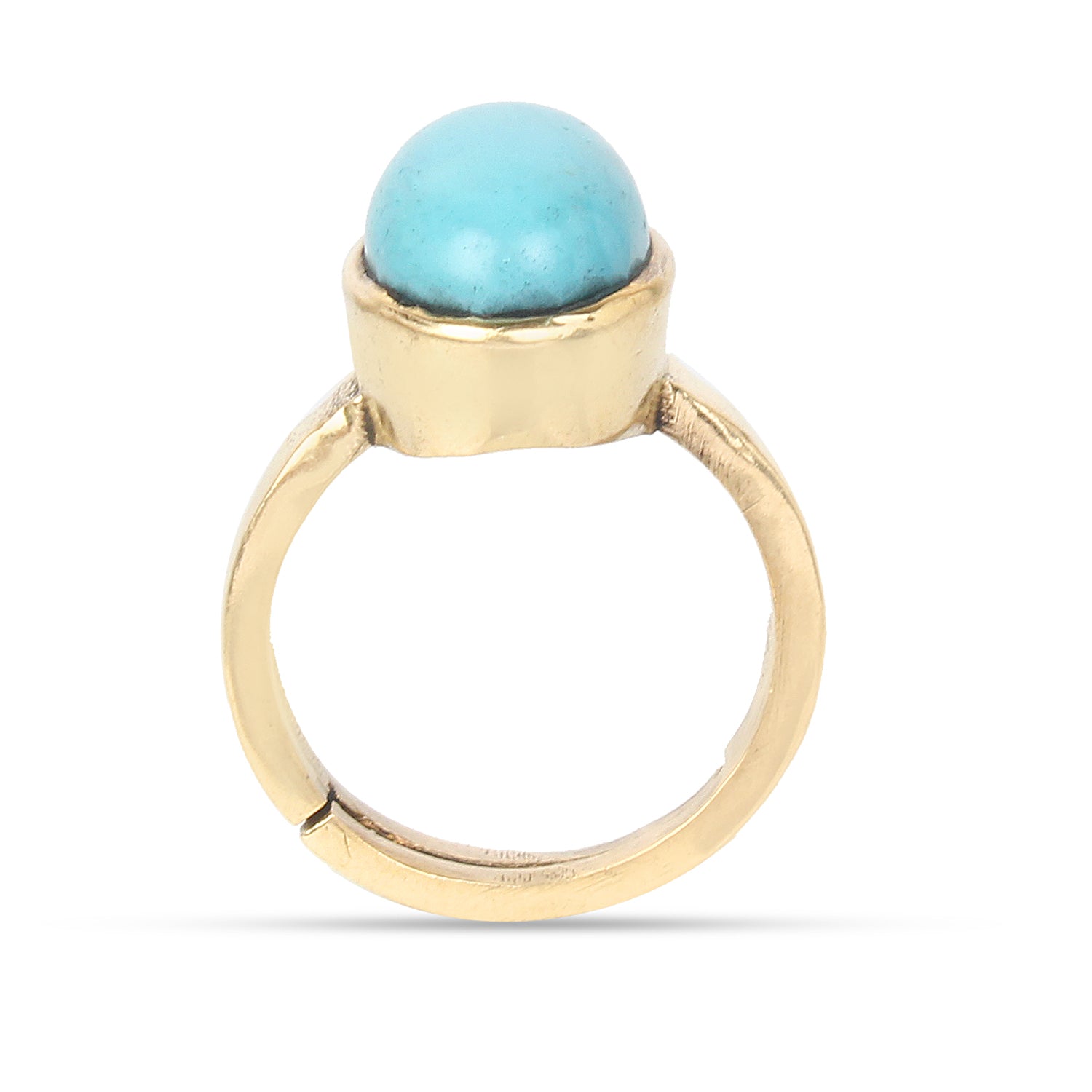 Premium Natural Turquoise (Firoza) Gemstone Ring Gold Plated Brass Oval Cut, Adjustable Astrological Ring for Protection & Prosperity (Unisex)