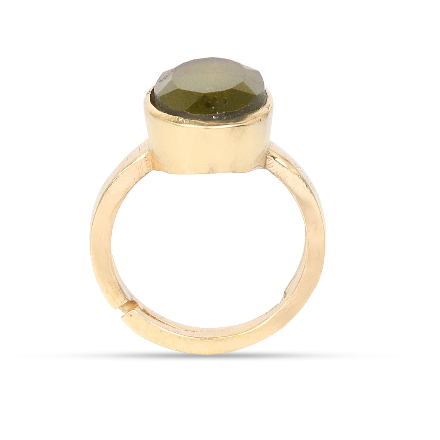 Premium Natural Peridot (Zabargad) Gemstone Gold-Plated Ring Panchdhatu Oval Faceted Cut, Adjustable Astrological Birthstone Ring for Mercury (Men & Women)