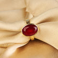 Natural Ruby (Manik) Gemstone Ring Gold-Plated Ring Panchdhatu Oval Faceted Cut, Adjustable Astrological Birthstone Ring for Success, Vitality, and Sun Remedies (Men & Women)