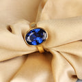 Premium Natural Blue Sapphire (Neelam) Gemstone Ring Gold-Plated Panchdhatu Oval Faceted Cut, Adjustable Astrological Birthstone Ring for Saturn (Men & Women)