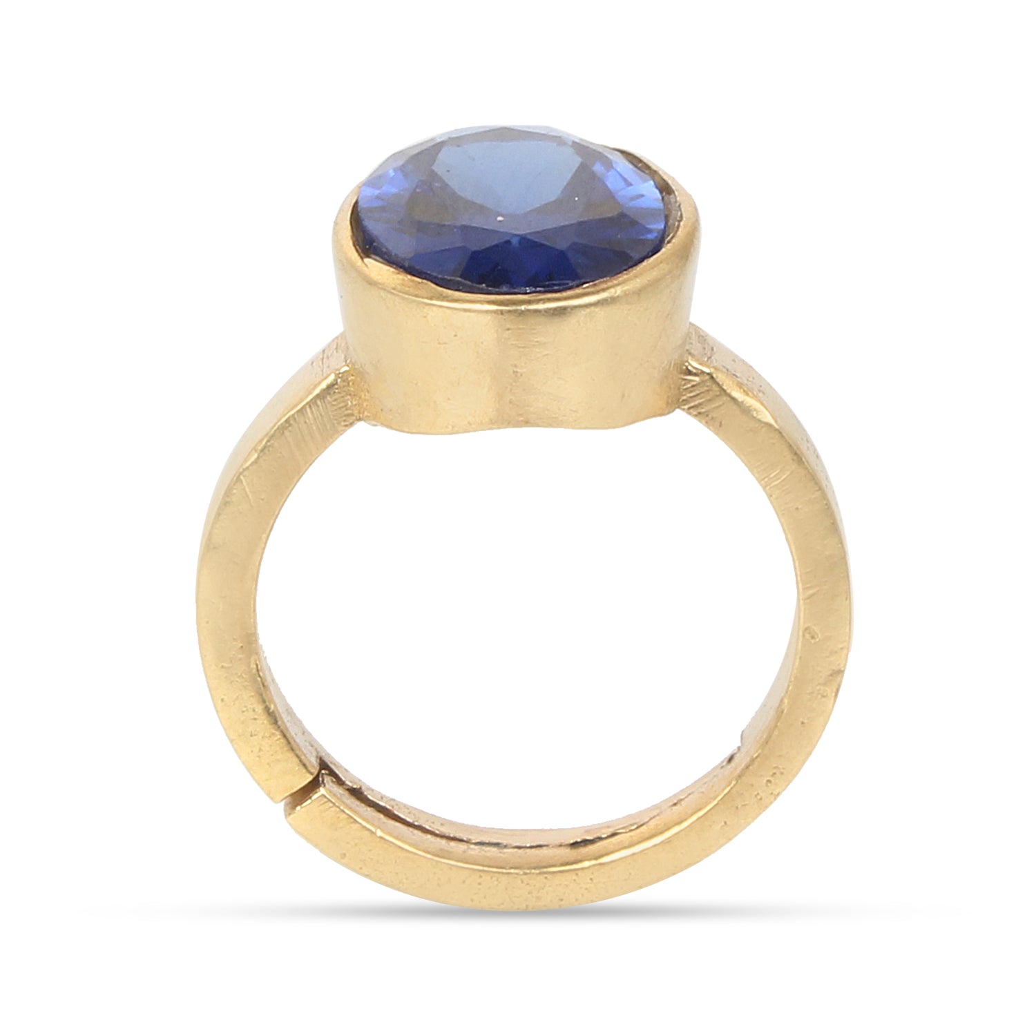 Premium Natural Blue Sapphire (Neelam) Gemstone Ring Gold-Plated Panchdhatu Oval Faceted Cut, Adjustable Astrological Birthstone Ring for Saturn (Men & Women)