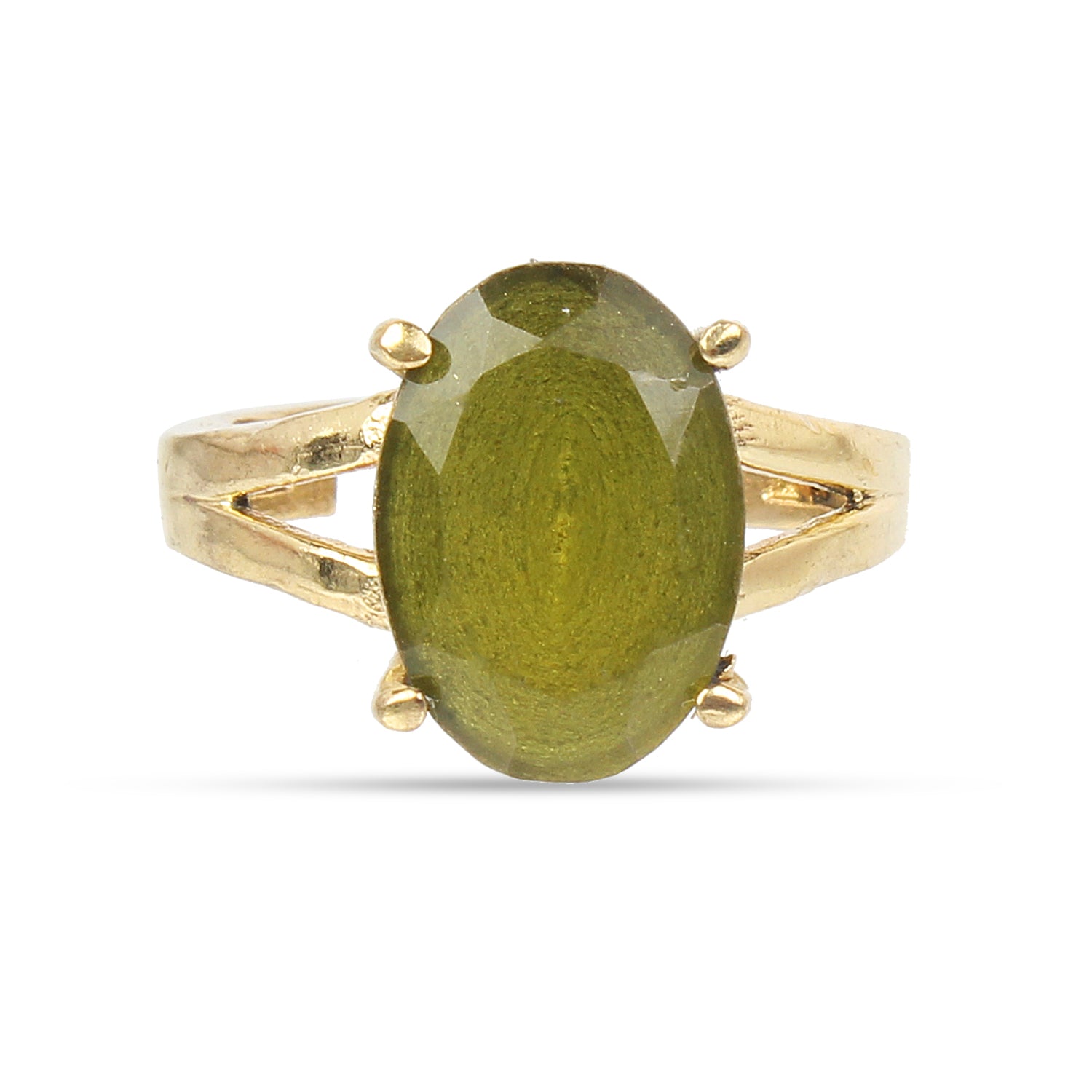 Premium Natural Green Peridot (Zabargad) Gemstone Ring Gold-Plated Panchdhatu Oval Faceted Cut, Adjustable Astrological Birthstone Ring for Mercury & Heart Healing (Men & Women)