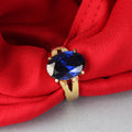Natural Blue Sapphire (Neelam) Gemstone Ring Gold-Plated Panchdhatu  Oval Faceted Cut, Adjustable Astrological Birthstone Ring for Saturn (Men & Women)