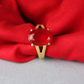 Premium Natural Ruby (Manik) Gemstone Ring Gold-Plated Panchdhatu – Oval Faceted Cut, Adjustable Astrological Birthstone Ring for Success, Vitality, and Sun Remedies (Men & Women)