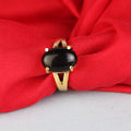 Premium Natural Black Onyx (Sulemani Hakik) Ring Gold-Plated Panchdhatu – Certified Oval Cabochon, Adjustable Astrological Statement Ring for Protection and Grounding (Unisex)