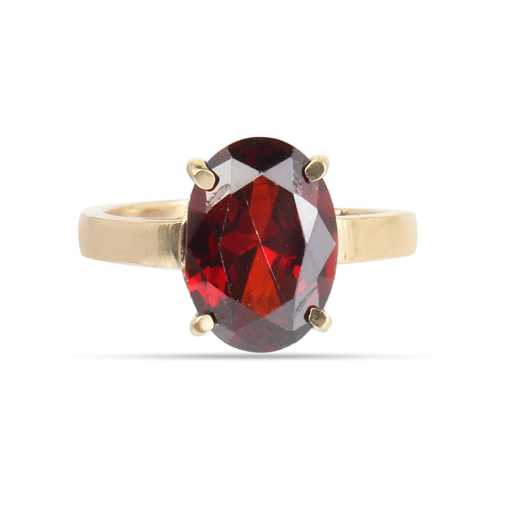 Premium Natura Hessonite (Gomed) Gemstone Ring Gold-Plated Panchdhatu – Oval Faceted Cut, Adjustable Astrological Birthstone Ring for Success and Rahu Remedies (Men & Women)
