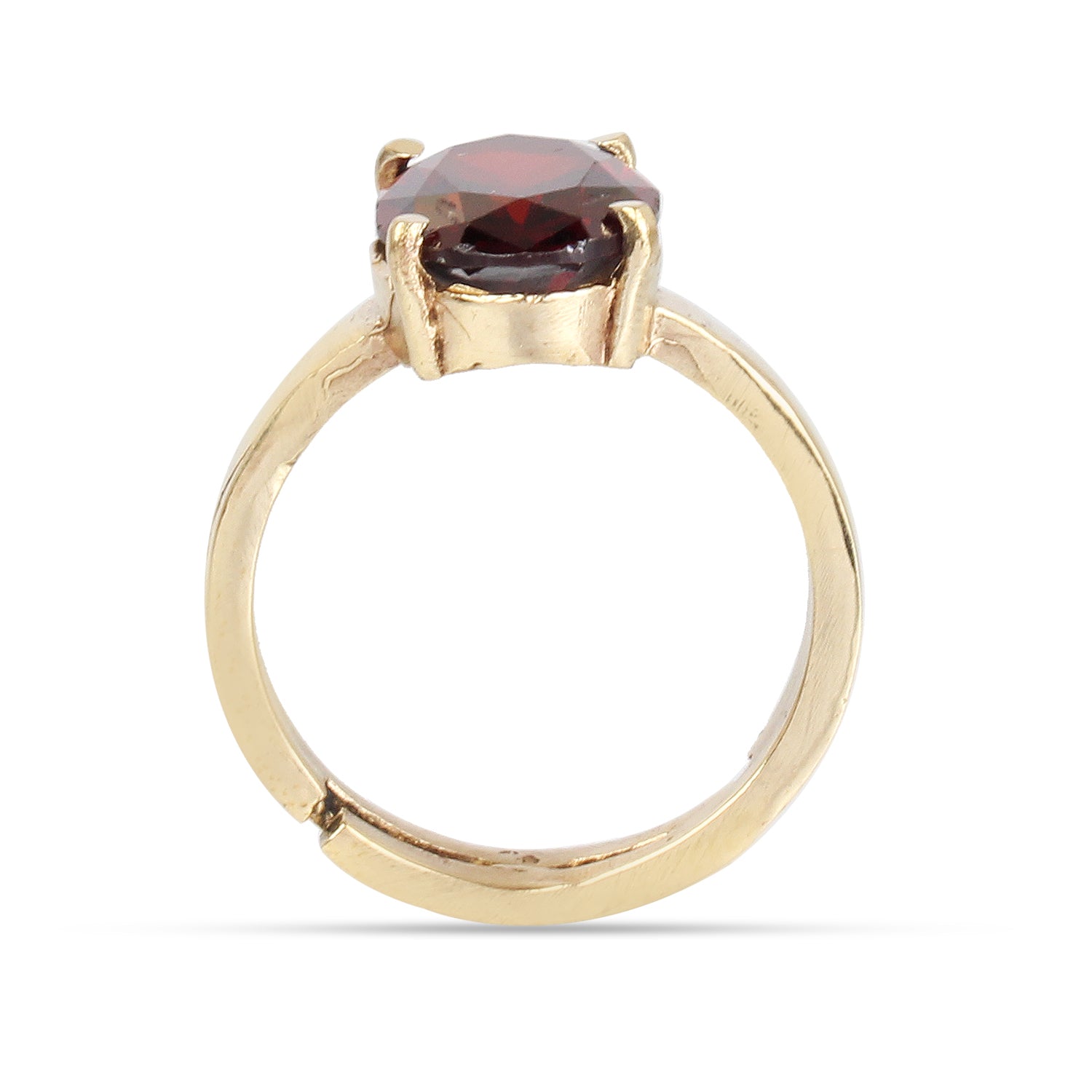 Premium Natura Hessonite (Gomed) Gemstone Ring Gold-Plated Panchdhatu – Oval Faceted Cut, Adjustable Astrological Birthstone Ring for Success and Rahu Remedies (Men & Women)