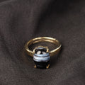 Premium Natural Sulemani Hakik (Banded Agate) Gemstone Ring  Gold-Plated Panchdhatu – Handcrafted Oval Cabochon, Adjustable Astrological Birthstone Ring for Ultimate Protection and Success (Unisex)