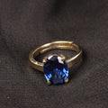 Premium Natural Blue Sapphire (Neelam) Gemstone Ring Gold-Plated Panchdhatut Oval Faceted Cut, Adjustable Astrological Birthstone Ring for Saturn (Men & Women)