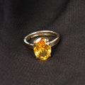Premium Natural Yellow Citrine (Sunela) Gemstone Gold-Plated Panchdhatu Ring Oval Faceted Cut, Adjustable Astrological Birthstone Ring for Wealth, Success, and Prosperity (Men & Women)