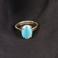 Premium Natural Turquoise (Firoza) Gemstone  Gold-Plated Panchdhatu Ring– Oval Cabochon, Adjustable Astrological Birthstone Ring for Protection & Prosperity (Unisex)