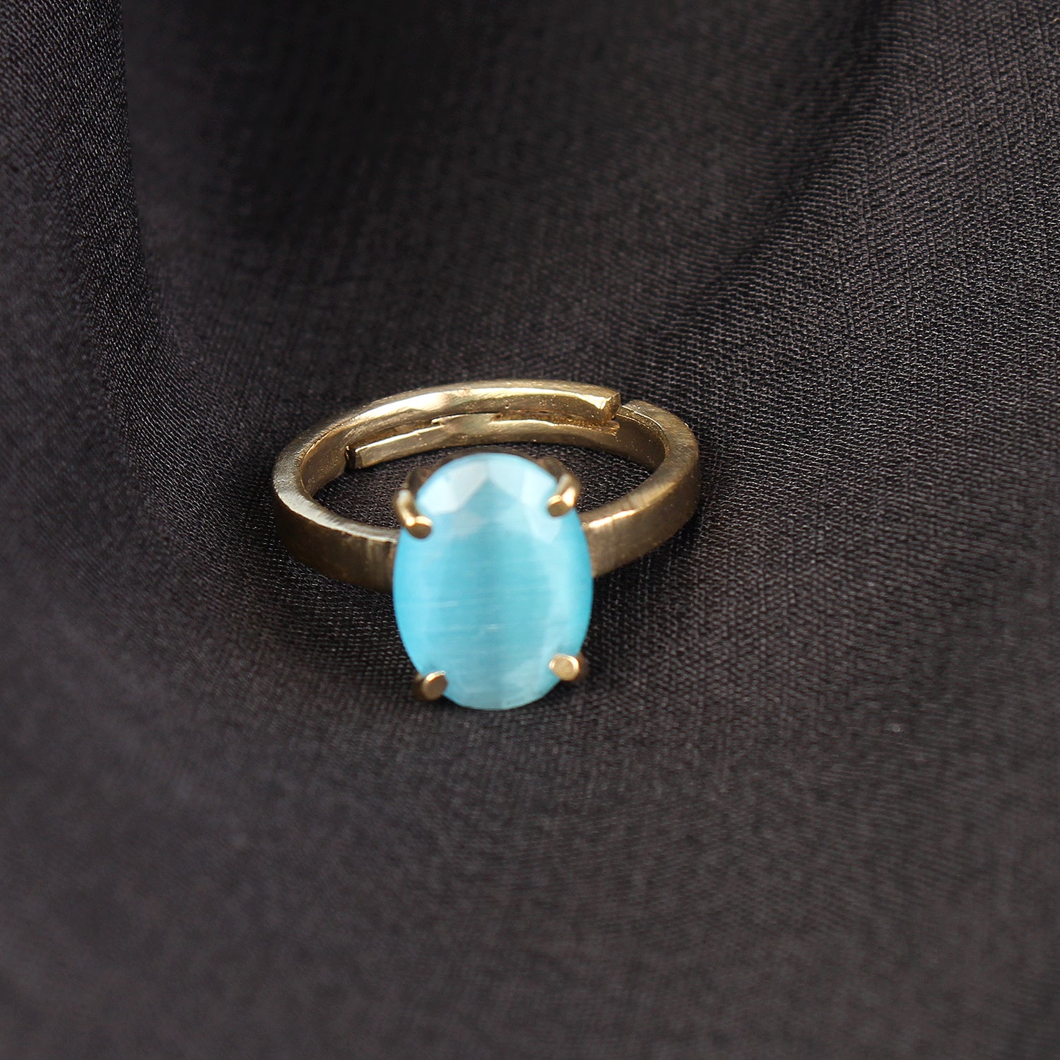 Premium Natural Turquoise (Firoza) Gemstone  Gold-Plated Panchdhatu Ring– Oval Cabochon, Adjustable Astrological Birthstone Ring for Protection & Prosperity (Unisex)