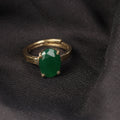 Exquisite Handcrafted Natural Emerald Statement Adjustable Ring Premium Gold-Plated Brass – Timeless Elegance and Astrological Power for Every Occasion for Unisex