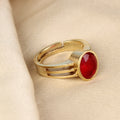 Exquisite Natural Red Ruby (Manik) Oval Statement Adjustable Unisex Ring in Premium Gold-Plated Finish – Timeless Astrological Power for Prosperity, Vitality, and Success
