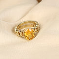 Exquisite Natural Yellow Sapphire (Pukhraj) Cuban Link Statement Adjustable Unisex Ring in Premium Gold-Plated Finish – Timeless Astrological Power for Prosperity, Wisdom, and Divine Fortune