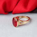 Exquisite Handcrafted Gold-Plated Natural Red Ruby (Manik) Statement Adjusable Unisex Ring – Timeless Artisanal Elegance and Astrological Power for Prosperity, Vitality, and Confidence
