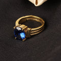Exquisite Handcrafted 18K Gold-Plated Natural Blue Sapphire (Neelam) Statement Adjustable for Unisex Ring – Timeless Artisanal Elegance and Astrological Power for Prosperity and Mental Clarity