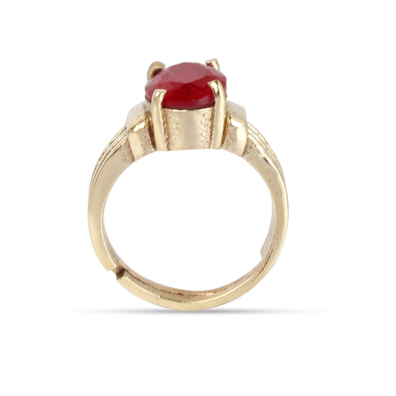 Natural Red Ruby (Manik) Handcrafted Gold-Plated Statement Adjustable for Unisex Ring – Timeless Artisanal Elegance and Astrological Power for Prosperity, Vitality, and Success