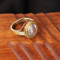 Exquisite Handcrafted Gold-Plated White Zircon Halo Statement Adjustable Ring for Unisex – Timeless Artisanal Elegance and Astrological Power for Prosperity and Mental Clarity
