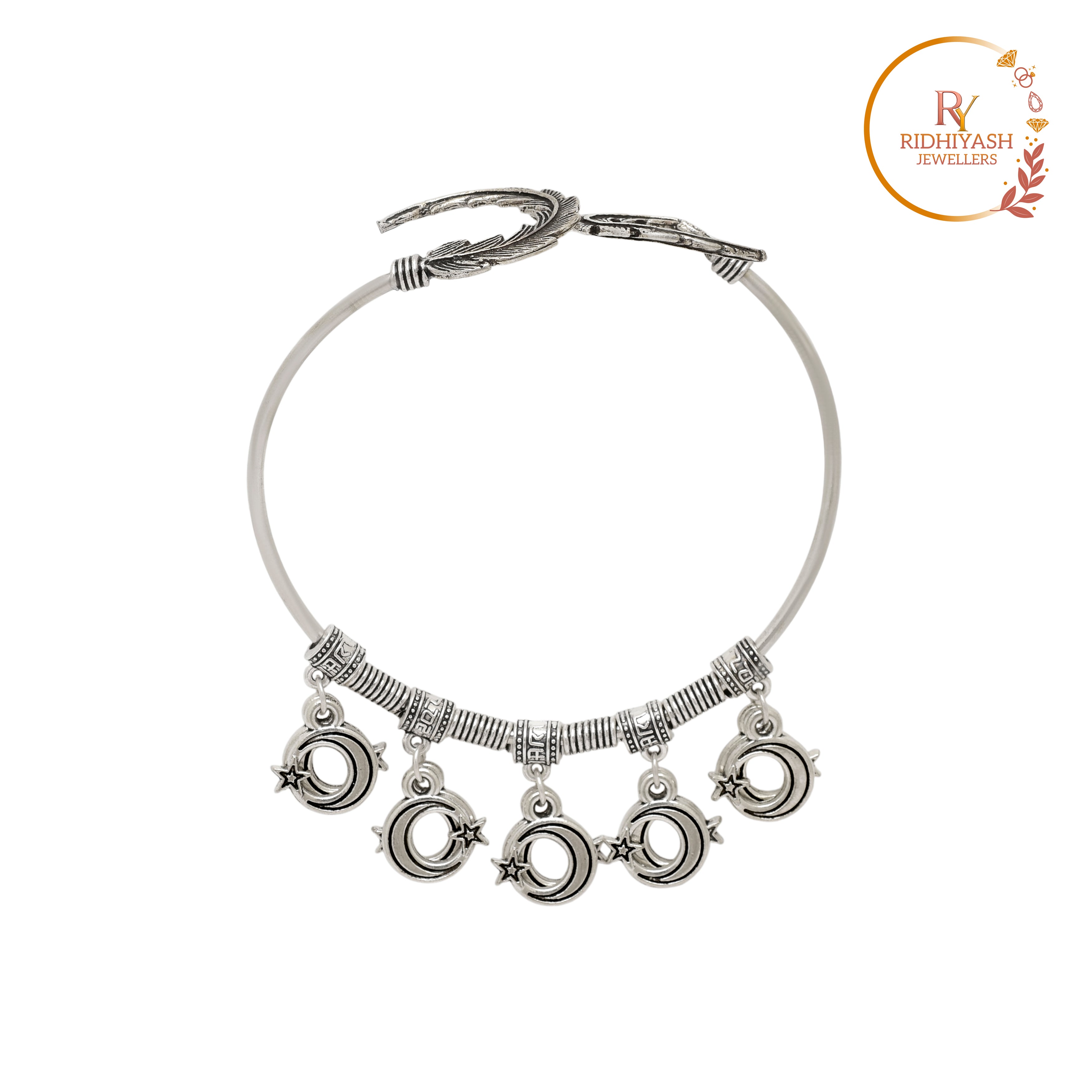 Exquisite Handcrafted Oxidised Silver Tribal Star & Moon Charm Bracelet – Timeless Artisanal Elegance and Boho-Chic Statement Jewelry