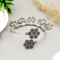 Exquisite Oxidised Silver-Plated Palm Tree Charm Kada – Handcrafted Tribal Statement Bracelet for Modern Ethnic Elegance