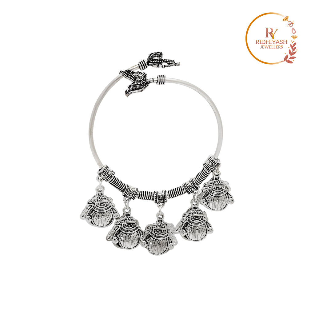Exquisite Handcrafted Oxidised Silver Butterfly & Peacock Charm Kada – Timeless Artisanal Elegance and Boho-Chic Statement Jewelry