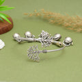Exquisite Handcrafted Oxidised Silver Tree of Life Statement Kada – Adjustable Boho-Chic Tribal Bracelet with Bell Charms