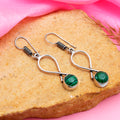 Handmade Green Stone Oxidised Drop Earrings for Women & Girls | Boho Ethnic Dangle Earrings | Lightweight Fashion Jewelry