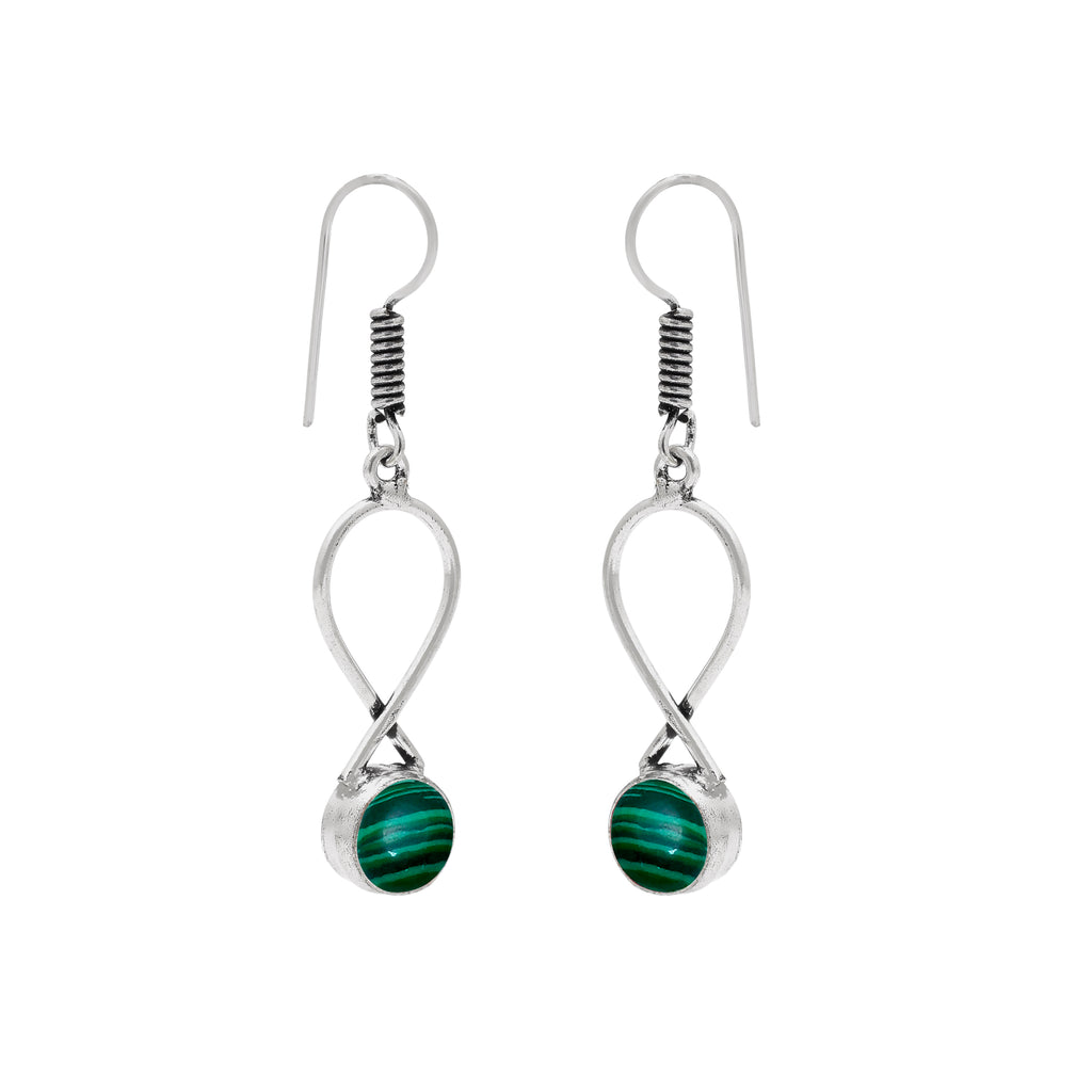 Handmade Green Stone Oxidised Drop Earrings for Women & Girls | Boho Ethnic Dangle Earrings | Lightweight Fashion Jewelry