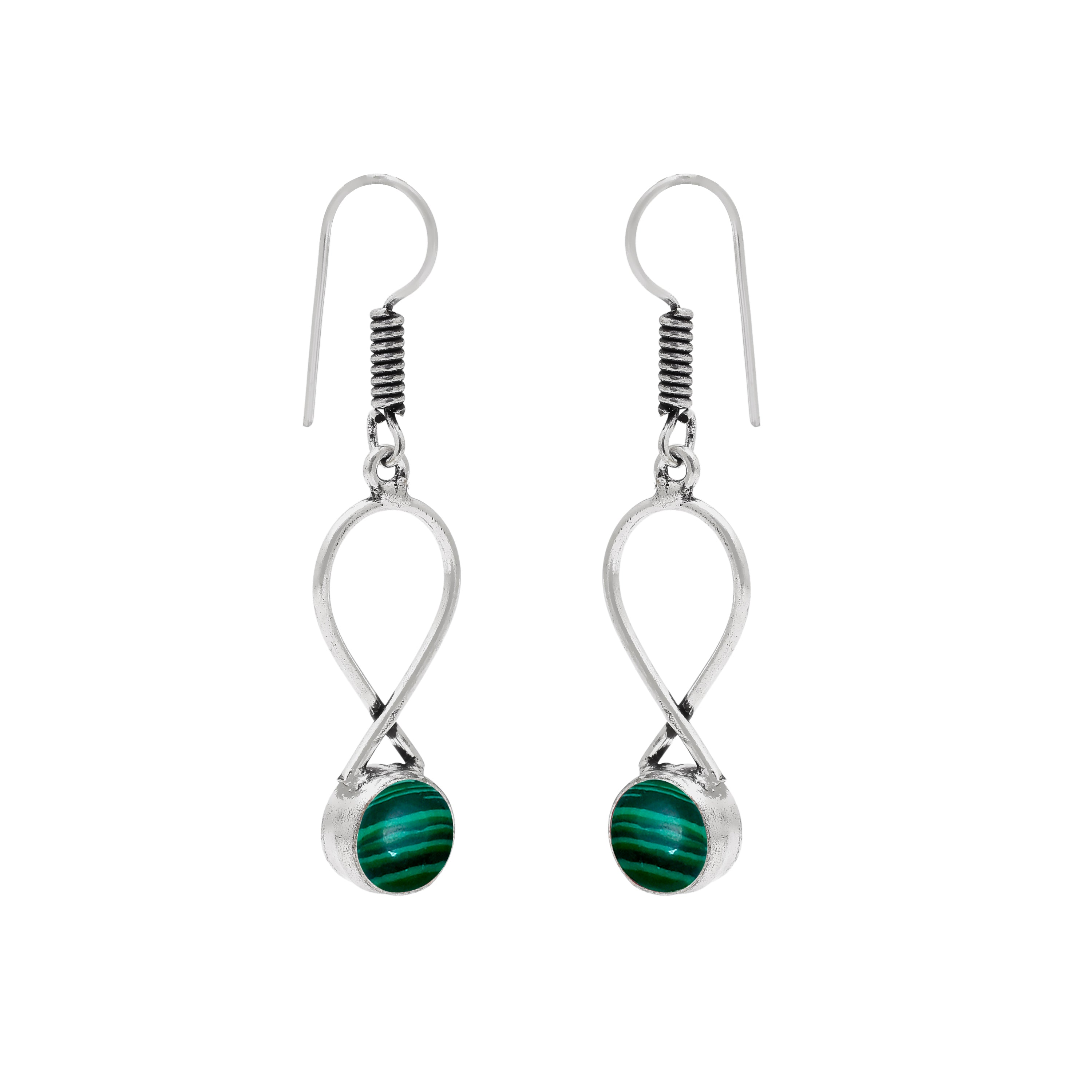 Handmade Green Stone Oxidised Drop Earrings for Women & Girls | Boho Ethnic Dangle Earrings | Lightweight Fashion Jewelry