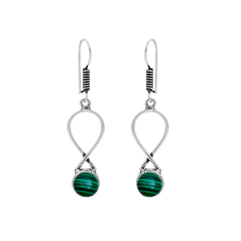 Handmade Green Stone Oxidised Drop Earrings for Women & Girls | Boho Ethnic Dangle Earrings | Lightweight Fashion Jewelry
