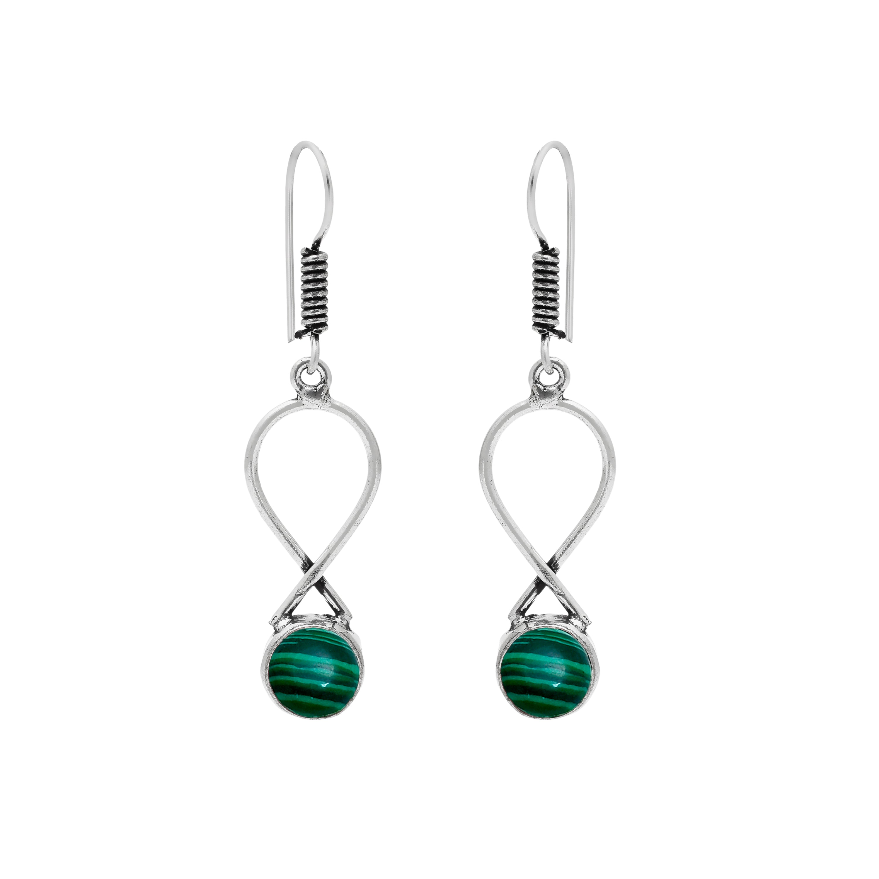 Handmade Green Stone Oxidised Drop Earrings for Women & Girls | Boho Ethnic Dangle Earrings | Lightweight Fashion Jewelry