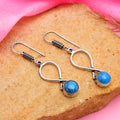 Handmade Blue Stone Oxidised Drop Earrings for Women & Girls | Boho Ethnic Dangle Earrings | Lightweight Fashion Jewelry