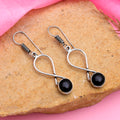 Handmade Black Stone Oxidised Drop Earrings for Women & Girls | Boho Ethnic Dangle Earrings | Lightweight Fashion Jewelry