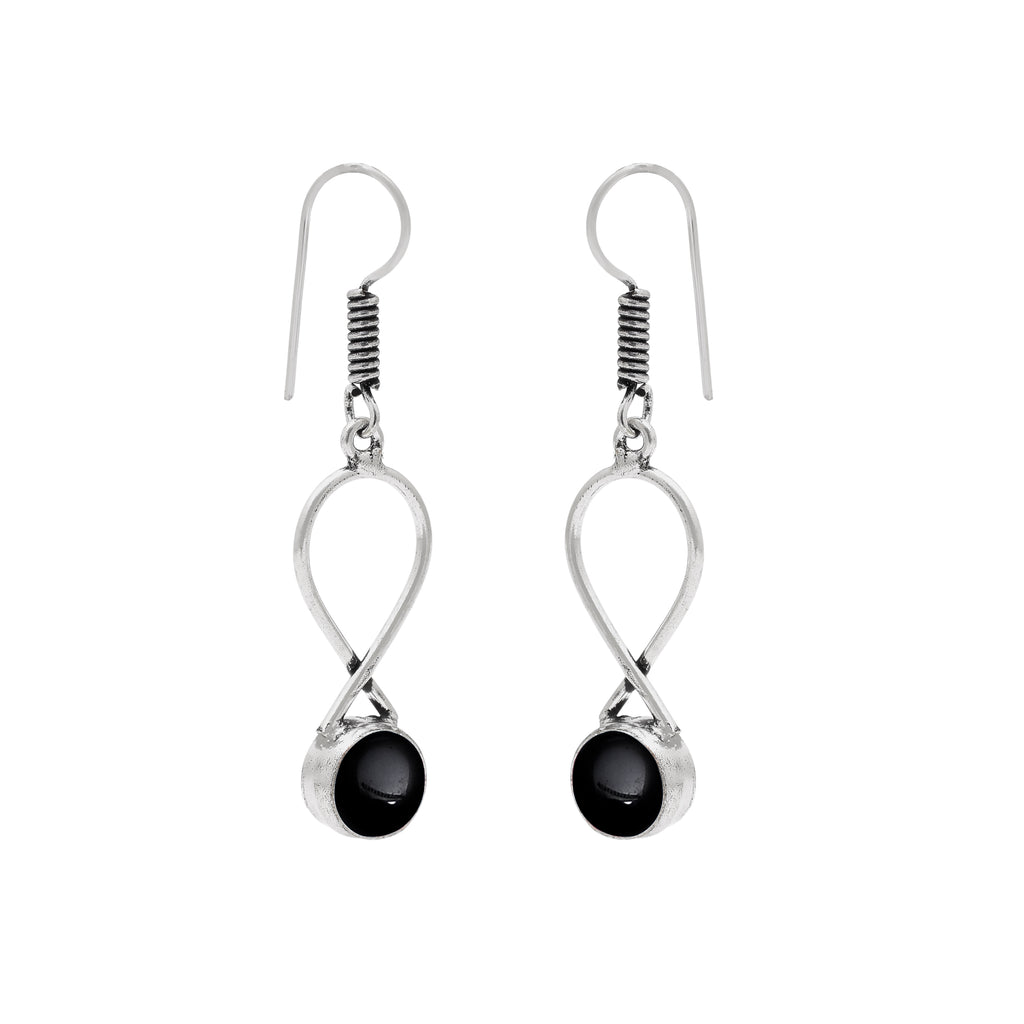 Handmade Black Stone Oxidised Drop Earrings for Women & Girls | Boho Ethnic Dangle Earrings | Lightweight Fashion Jewelry
